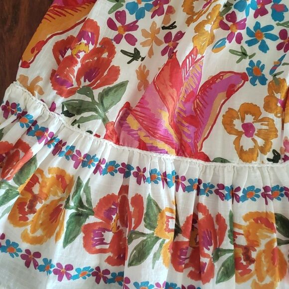 SÉZANE X FARM RIO Tropical Chic Coquette Girl Floral Kalhila Wrap Dress Size 42 - Picture 5 of 7